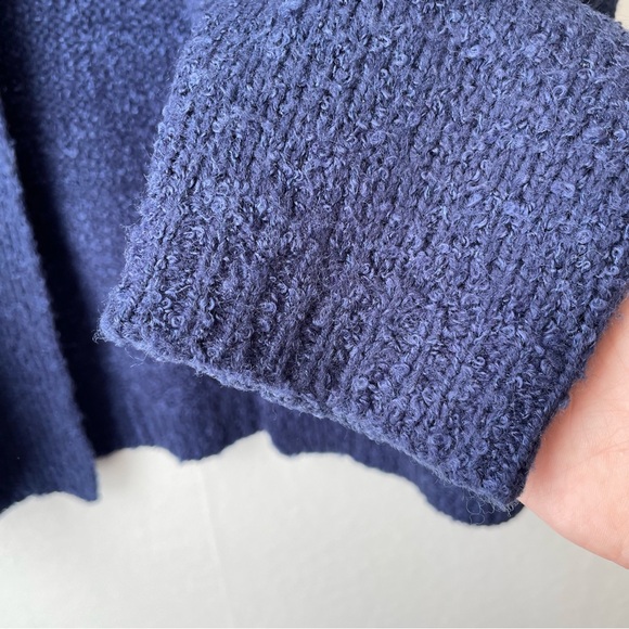 Vintage M’Lady Bruhn Bouclé Open Front Cardigan Sweater Pockets Dark Blue Sz M - Picture 4 of 10